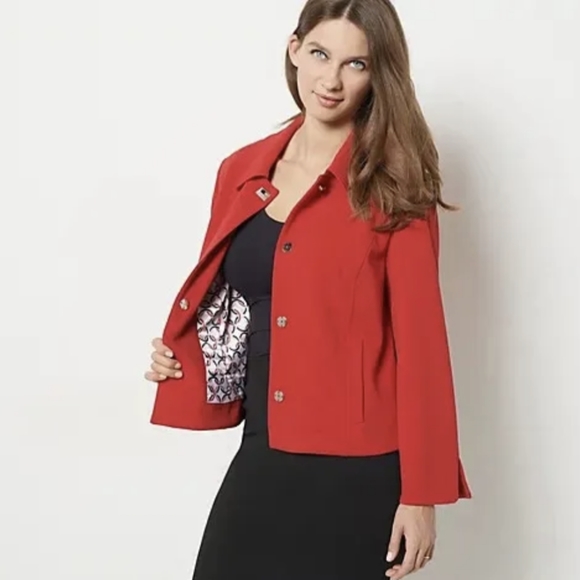 New Dennis Basso Luxury Crepe Navy Bracelet Jacket Size 18W - Picture 9 of 14